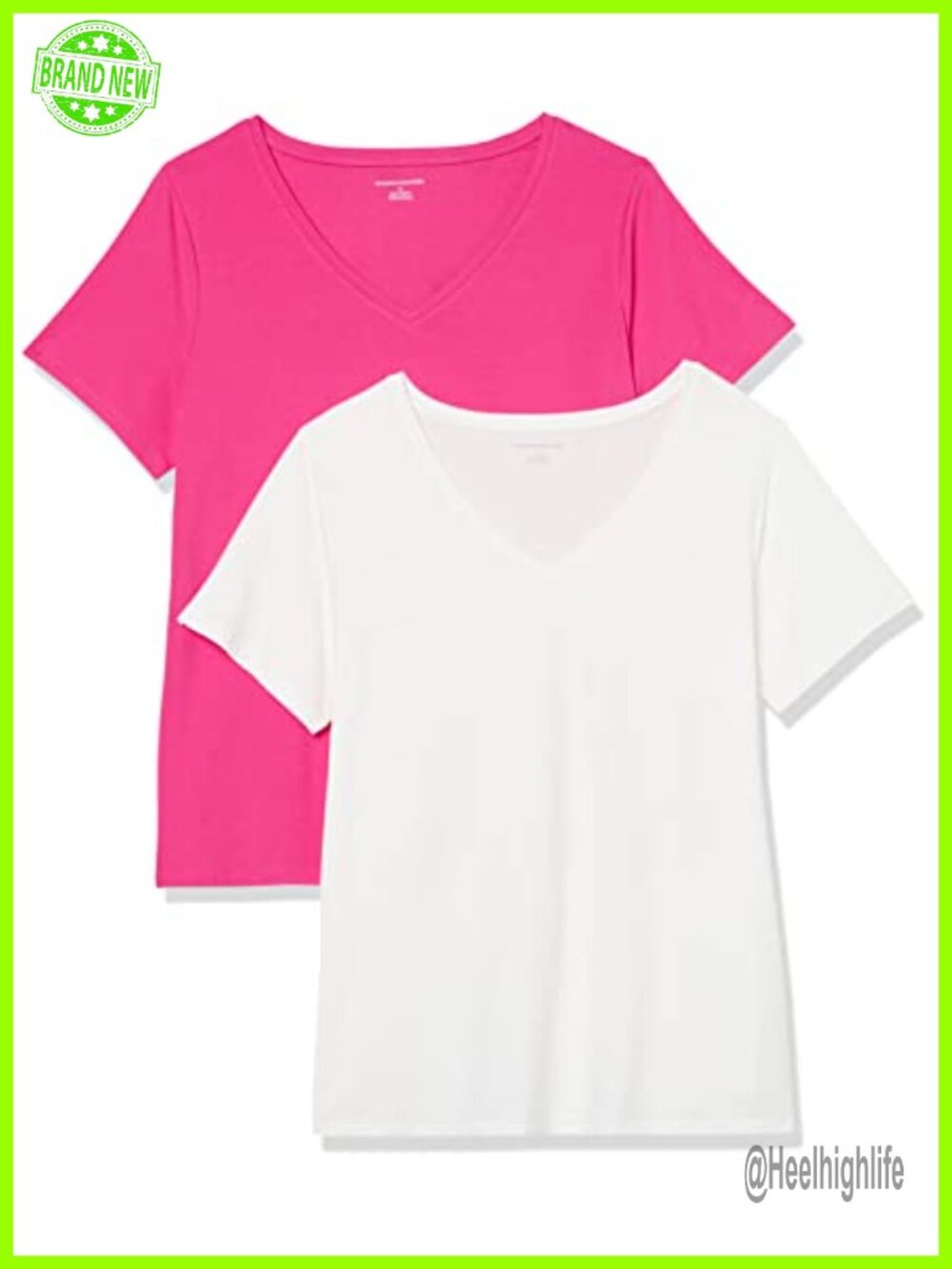 Plus Size V-Neck Short Sleeve T-Shirt 2 Pack Cotton Modal Jersey